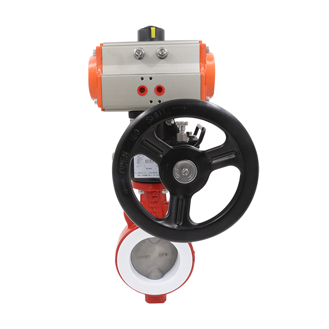 Válvula borboleta pneumática semi-revestida de aço inoxidável